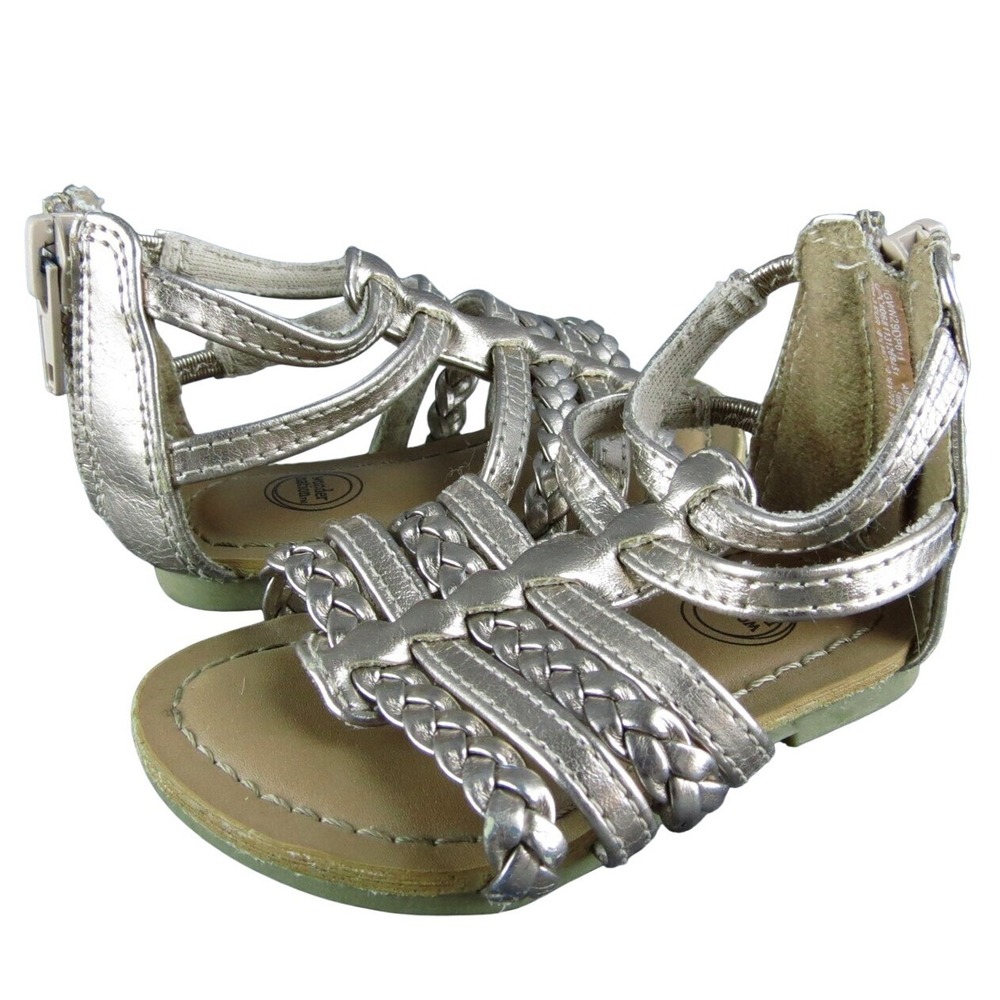 Wonder Nation Girls Gladiator Size T 3 Medium Shoes Rosegold Synthetic Zip